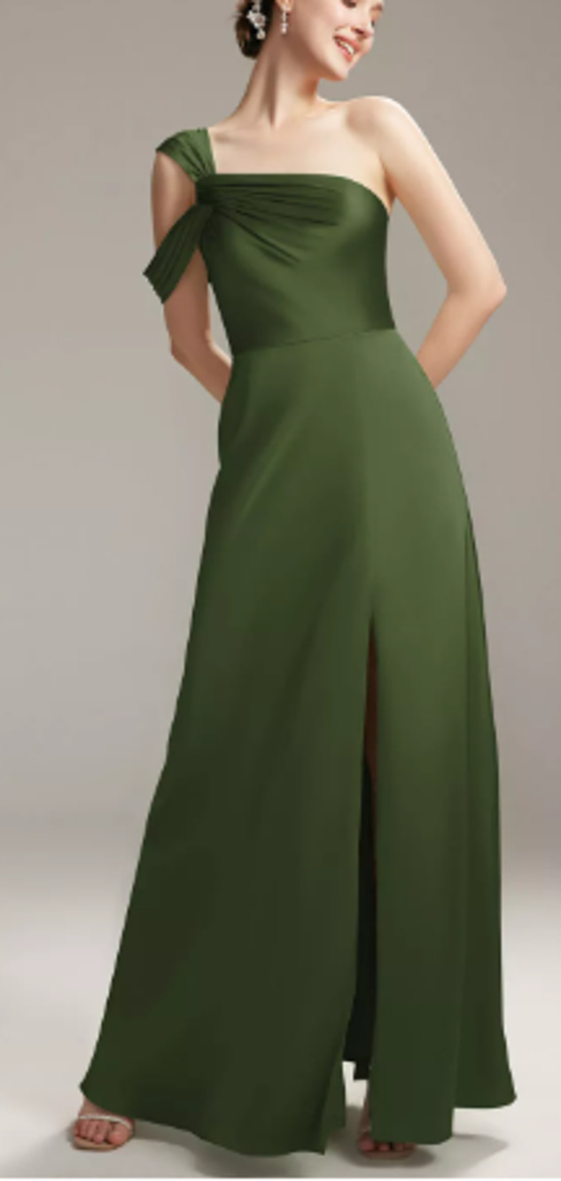 AW BRIDAL 4 S green olive Natalia satin wedding formal party maxi dress NEW b29